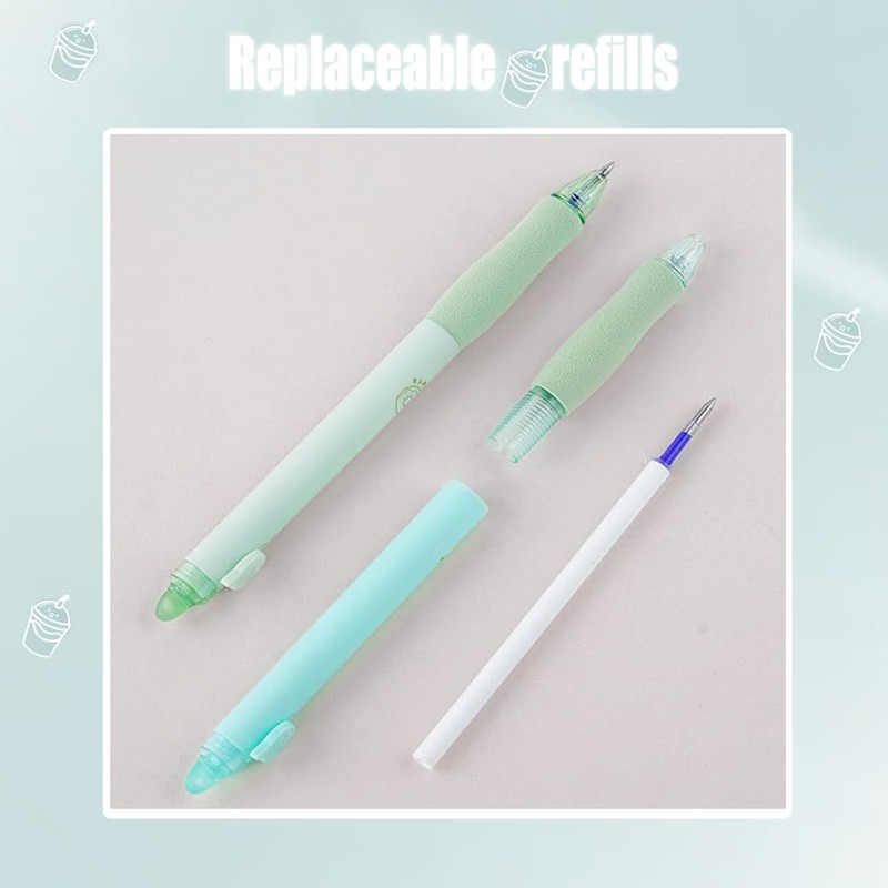 Kaizuca 8 Erasable Ballpoint Pens, 0.5mm Erasable Pen Set, Student