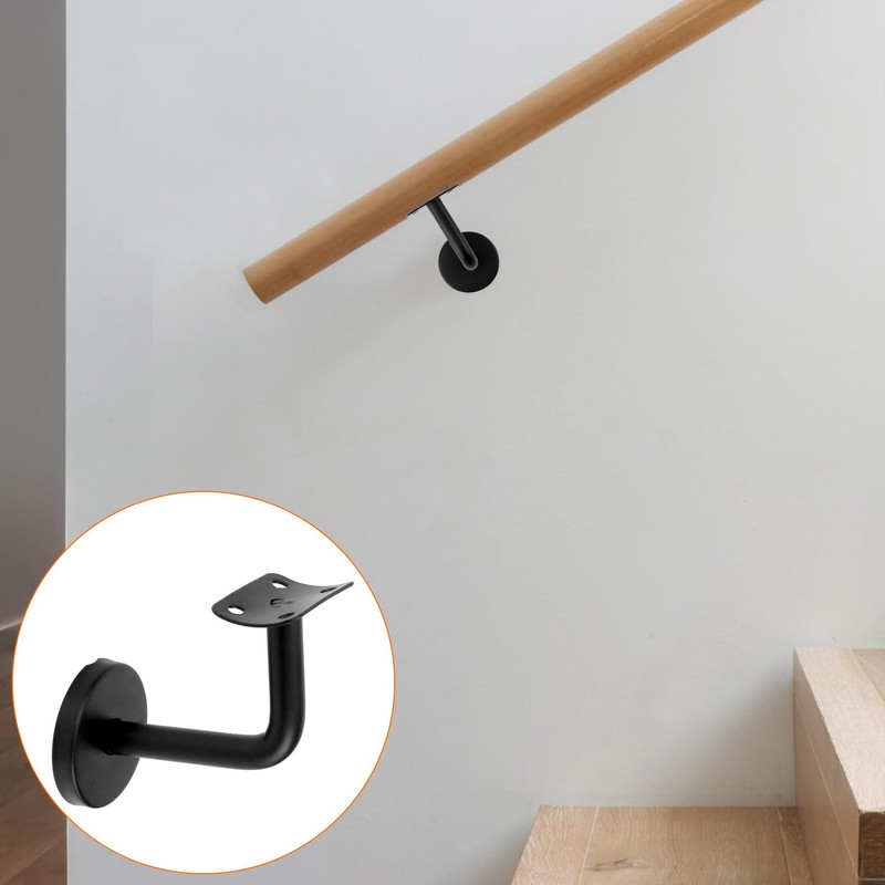 QWORK® Pack of 5 Stainless Steel Handrail Brackets - Black