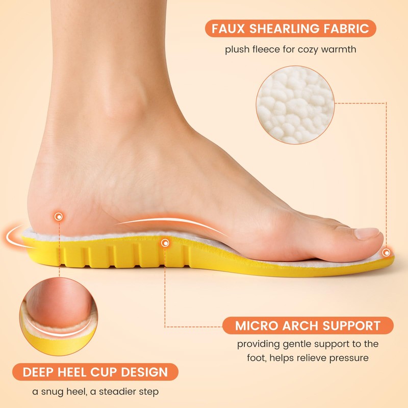 Warm Insoles for Shoes, Unisex, Mens 8-8.5 Womens 10-10.5 (270mm)