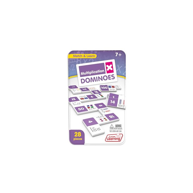 Junior Learning Multiplication Dominoes Game Set, 28 Pieces, Ages 7-9,