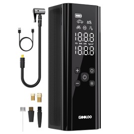 GOOLOO GT150 Tire Inflator Portable Air Compressor - Upgraded 150PSI & 2X Faster Air Pump for Car Tires with Auto-Shutoff, Cordless Air Pump for Cars, Bikes, Balls, Motorcycles, Bright LED Screen