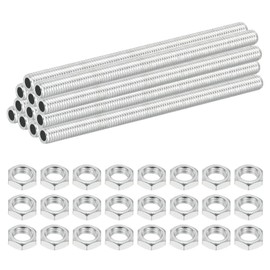 PATIKIL M8 Fine Thread Carbon Steel Lamp Pipe With Nut, 12 Set 100mm/3.94" Hollow Tube Thread Adapter Fasteners Hardware for Lamp Lights Chandelier Ceiling Light DIY, White Zinc Plating
