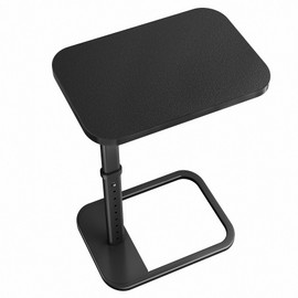 Kitstorack TV Tray Table, Adjustable Height & Rounded Metal Corners, Snack Table for Couch, Sofa, Bed, Chair, Living Room, C Shaped End Side Table for Eating, Dinner or Laptop, Small Spaces, Black
