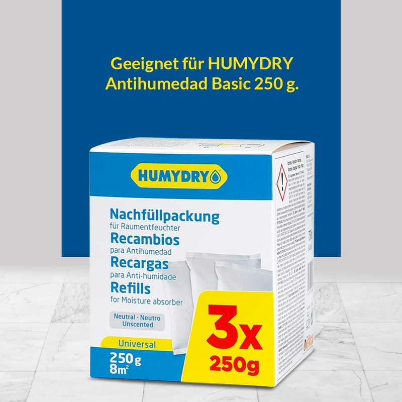 HUMYDRY - Moisture Absorber Refill Pack, 3 x 250 g
