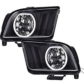 PIT66 LED Headlights, Compatible with 2005-2009 Ford Mustang Headlamp Assembly Driver & Passenger Side, Clear Lens Black Housing
