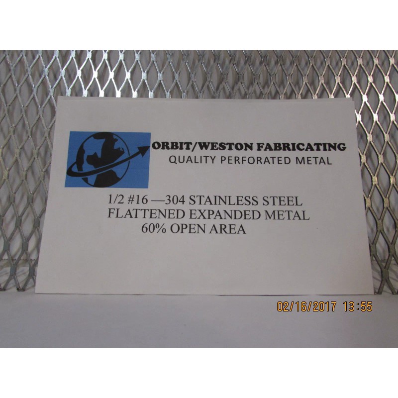 McNICHOLS 1/2 #16 304 STAINLESS STEEL FLATTENED EXPANDED METAL-----5" X