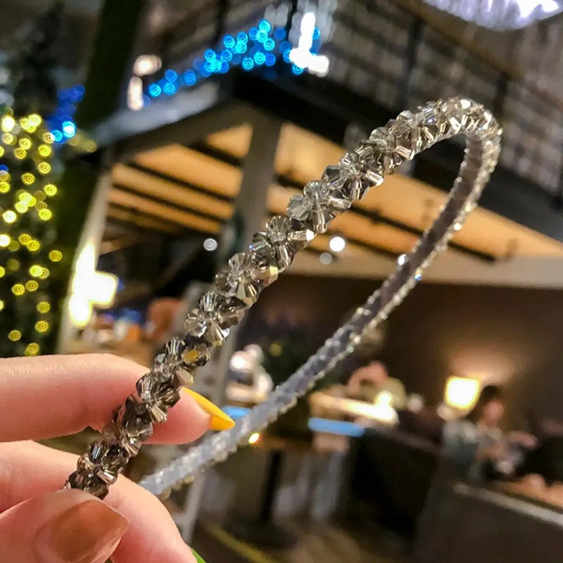 4pcs Doble Hilera De Diademas De Cristal De Moda Para
