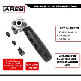 ARES 18025-3/16-Inch Double Flaring Tool - Includes Flaring Tool and Op1/Op2 Punch - Creates Double Flares on 3/16-Inch Steel, Nickel & Copper Tubing