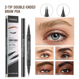 Liquid Eyebrow Pen - New Double Headed 2 Tip Eyebrow Pen with Brow Brush, Eyebrow Contouring Pen for Natural Looking Defined Eyebrows (# 01)