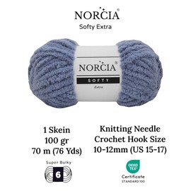 NORCIA Softy Yarn, Fluffy Yarn, 100 gr (76 Yds) Soft Yarn for Crocheting, Plush Yarn for Amigurumi, Chenille Yarn, Baby Blanket Yarn Crochet & Knitting, Fur Yarn