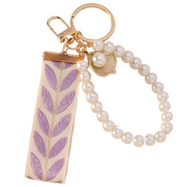 Uoocg Pearl Key Fob Short with Key Ring for Women Elegant Keychain Aesthetic (Pink), purple