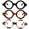 KoKoBin 3 Pack Oversized Round Reading Glasses for Women and