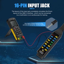 LINXINO OBD2 Caja de ruptura, detector de protocolo OBDII, caja de ruptura de 16 pines, caja de ruptura OBD2 automática con puentes de alambre universales, clips de cocodrilo, enchufe de plátano de 4