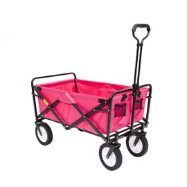 MacSports Heavy Duty Steel Frame Collapsible Folding 150 Pound Capacity Outdoor Camping Garden Utility Wagon Yard Cart, Pink