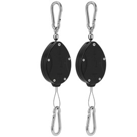 Black Elk Peak 2025 Upgraded Heavy-Duty Retractable Plant Pulleys – Adjustable Stainless Steel Rope Hangers for Hanging Baskets, Auto-Locking Plant Holders, and Bird Feeders (2, Black)