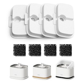 PETLIBRO Cat Water Fountain Filter, 4 Packs Cat Fountain Filter Replacement & Sponges for Dockstream WF106/WF116/WF105/WF115/WF005, 2-Month Set Easy-Swap for PETLIBRO Pet Fountain