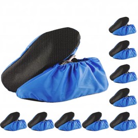 10 Pairs Washable Reusable Shoe Covers Light Weight Boot Covers Anti Slip Dustproof Booties For Indoor Household Office Laboratory (Royal Blue, Large)