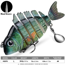Bass Fishing Lures - Multi Jointed Lifelike Hard Baits with Spinner Baits Blades - Crankbaits Swimbaits Lure Artificial Bait Sunfish Shape Fish Tackle Kits Fishing Lure 3pcs/Set(HS078JKL)