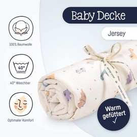 Julius Zöllner Jersey Blanket Lined Cotton Jersey Size 70 x 100 cm Made in Germany Oeko-Tex® Standard 100 LittleDinos