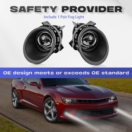 RP Remarkable Power, Fog Light for 2014 2015 Camaro Pair Driving Bumper Lamp, with wiring harness& switch, H11-12V 55W Bulbs Clear Lens FL7081
