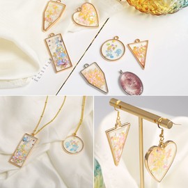 ALEXCRAFT 80PCS Open Bezel for Resin Charms for Jewellery Making Resin Bezel Earring Pendants Frame Resin Pressed Flowers for Jewellery Making Necklace Pendant Earring Making Kit