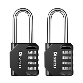 Disecu 4 Digit Combination Lock 2.2 Inch Long Shackle and Outdoor Waterproof Resettable Padlock for Gym Locker, Hasp Cabinet, School, Fence, Gate (Black,Pack of 2)