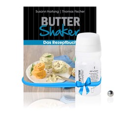 Starter Set for Making Butter and Buttermilk with 325 ml Butter Shaker (White) + Creative Recipe Book