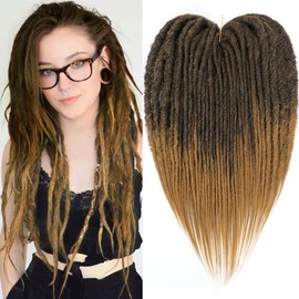 Aguacor Straight Dreadlocks Synthetic Double Ended Dreadlock Extensions 24inches 5 Strands Width 1.2cm Soft Light Brown DE Dreadlock Extensions for Women (5 Strands, 1B/27)