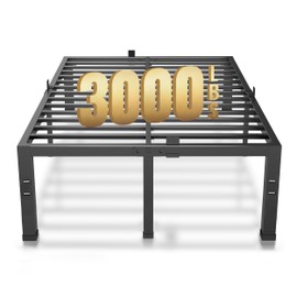 MAF 18 Inch High Queen Bed Frame No Box Spring Needed Heavy Duty Queen Platform Bed Frame Steel Slat Support Noise Free Black Bed Frame Queen Size Easy Assembly