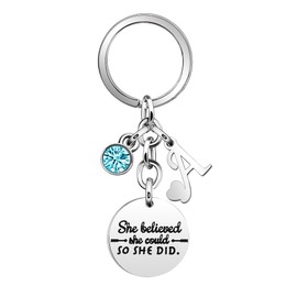Inspirational Gift Key Chains "She Believe She Could So She Did"Encourage Key Rings for Her Women Girls Sister BFF Best Friends Bestie Colleague Graduation Birthday Christmas Anniversary Key Chain (A)