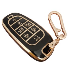 BINOWEN for Hyundai Key Fob Case Cover, TPU Key Fob Shell Protector Case Keyless Remote Smart Key Holder Fits for Hyundai Sonata Santa fe Tucson (Black)