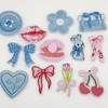 Attuslla Pack of 12 Patches Stickers, Blue and Pink Patches