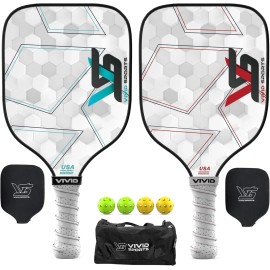 Vivid Sports Graphite Pickleball Paddle Polymer Honeycomb Core | Duffle Bag | Indoor | WHITE