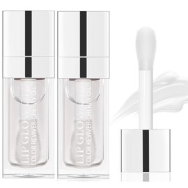 Yrarbil 2PCS Hydrating Lip Glow Oil, Lip Plumper Gloss, Moisturizing Lip Oil, No-Sticky Transparent Plumping Lip Gloss Tinted Lip Balm for Lip Care and Dry Lips (2PCS Transparent)
