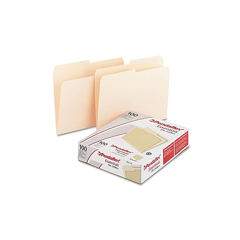 Pendaflex File Folders, Letter Size, Manila, 1/2 Cut, 100/BX (752