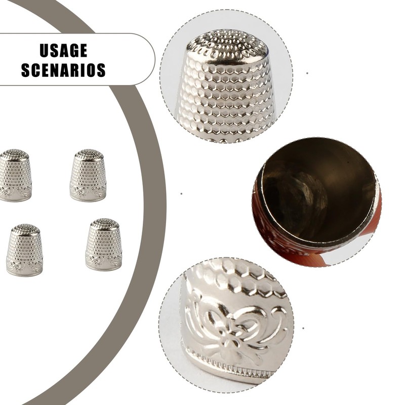 Wellrun 4pcs Sewing Thimble Finger Protectors,Metal Finger Guard,Embroidery Fingertip Rings