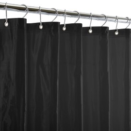 Bath Bliss Heavy Shower Curtain Liner, 12 Rust Resistant Metal Grommets, 3 Weighted Magnet Hem, Black