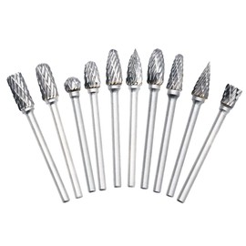 10Pcs Tungsten Carbide Steel Double Cut Rotary Burrs Set for Dremel Accessory 1/8" Shank Die Grinder Drill Bits Rotary Tool for DIY Woodworking, Carving, Plastic Drilling, Metal Polishing, Engraving