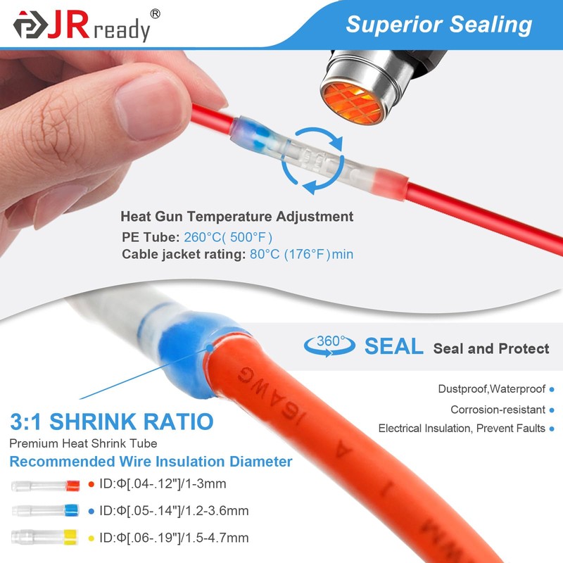 JRready ST6537 IP68 Waterproof Butt Connector Set 12# 16# 20#