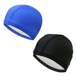 Gorro de Natación, Paquete de 2 Cómodos Gorros de Natación Flexibles Impermeables con Revestimiento de PU con Protección para los Oídos para Mujeres, 
