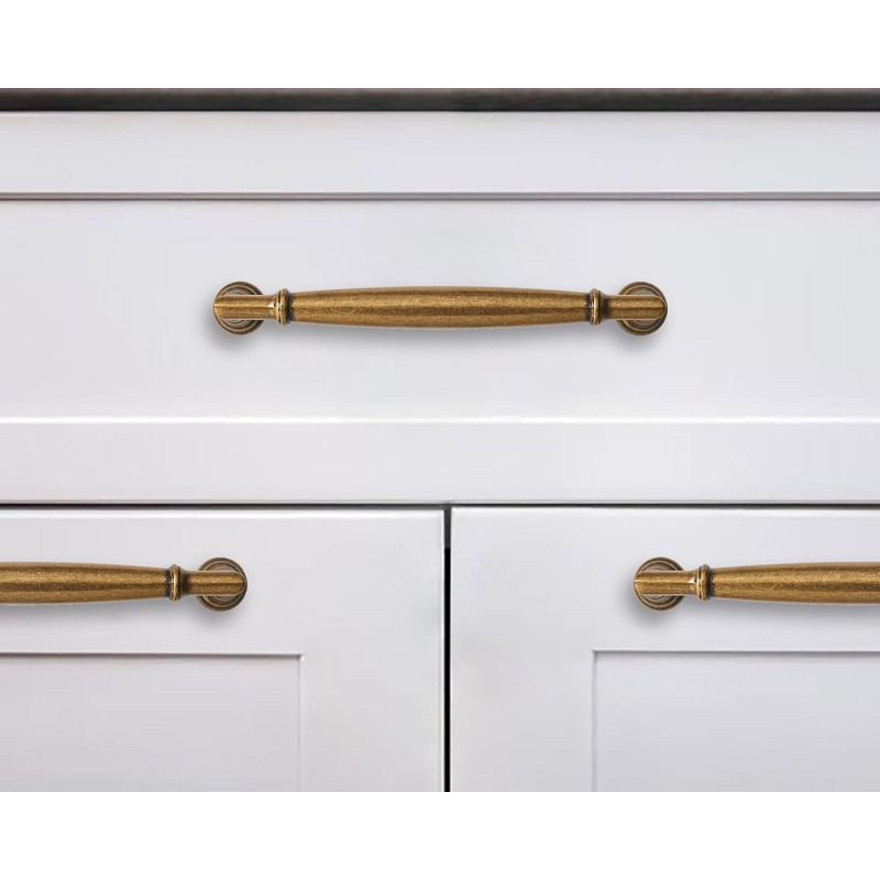 khtumeware 10 Pack 6 Inch(152mm) Antique Brass Cabinet Pulls Heavy