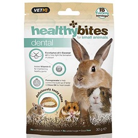 VetIQ HealthyBites for Small Animals Dental, 30g, Rabbit, Guinea Pig, Hamster Treats to Keep Plaque Off & Control Tartar Buildup, Guinea Pig Treats with Eucalyptus & Coconut Oil