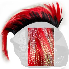 3T-SISTER Mohawk Hawk Cosplay Wig Helmet Accessory for Motorcycle & Bicycle Real Hair Decorations - Red