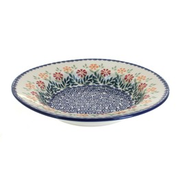 Blue Rose Polish Pottery Garden Bouquet Soup Plate