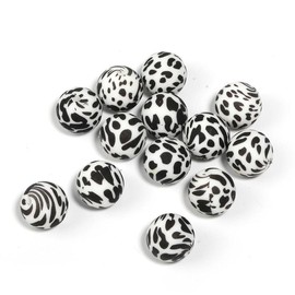 【B170】 Beads for DIY Projects: 15mm Round, Mixed Color, 30Qty PRINT, 50Qty SOLID Silicone Beads - B170:_#17 YM486