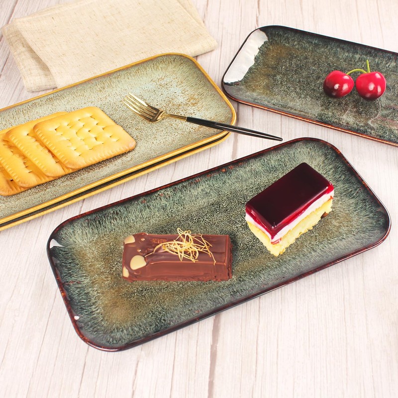 jinsongdafa Ceramic Serving Dinner Plate Set, 4-Piece for Main Meals,