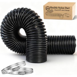 DHGBD Diesel Heater Ducting 3inch 8FT, Nylon Flexible Duct Hose, Insulated Duct Vent Hose for Diesel Heater, 3D Printer, Dryer Vent, RV, Boat Blower, Ventilation Systems, Black