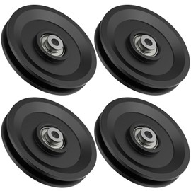 Mixizigoz 4.5 Inch / 114 MM Universal Nylon Bearing Pulley Wheel Replacement Compatible with Cable Machine Home Gym, Garage Door Pulley System, Weight Machine, Gym Equipment (Black-4 Pack)
