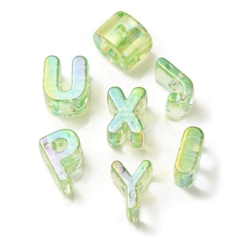 DanLingJewelry 90Pcs Random Light Green Acrylic Large Letter Beads UV