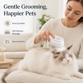 4-in-1 Pet Mist Grooming Brush – Rechargeable Spray Comb for Cats & Dogs with Hair Removal, Massage & Coat Care